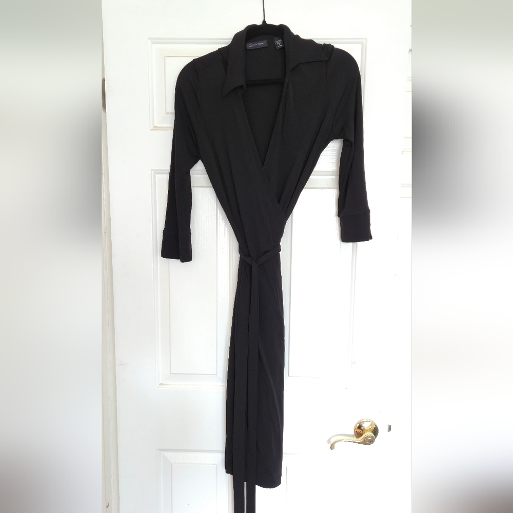 Context Black Midi Wrap Dress